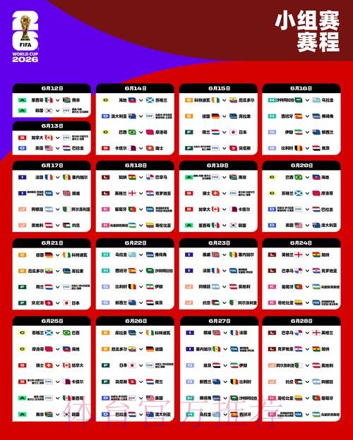 2026世界杯完整赛程最新最新时间表免费观看